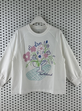 诺诗兰童装26春款女童花草图案无帽套头卫衣CT152121/ CT152149