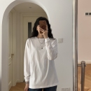 秋冬新款 法式简约纯色圆领宽松长袖T恤打底衫 情侣