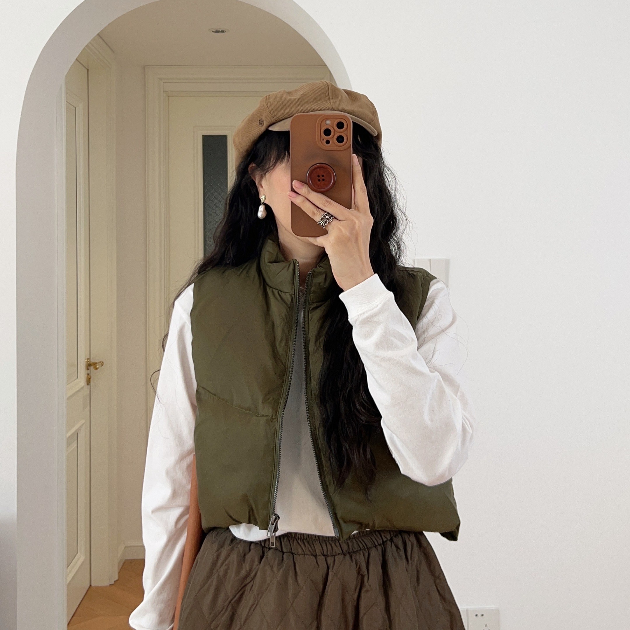 秋冬新款 日系高腰短款棉衣马甲马夹外套 0.28KG