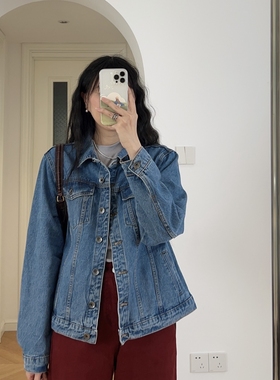 春装新款 法式文艺翻领宽松牛仔衣 短外套 0.82KG