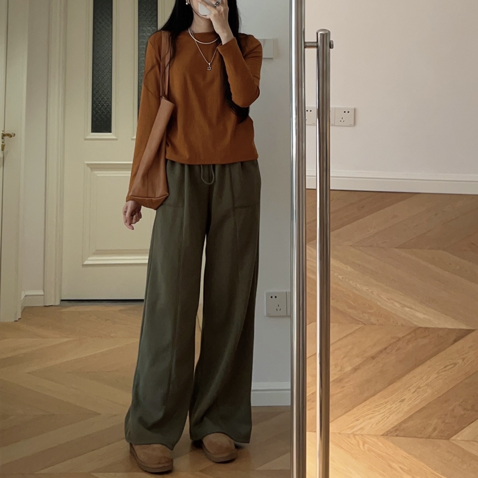 秋冬新款 日韩风简约中高腰卫裤休闲长裤抓绒 0.38KG