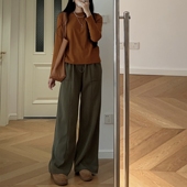 秋冬新款 0.38KG 抓绒 日韩风简约中高腰卫裤 休闲长裤