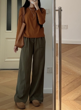 秋冬新款 日韩风简约中高腰卫裤休闲长裤抓绒 0.38KG