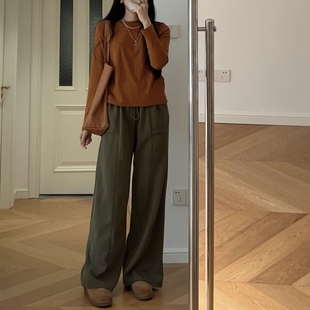 秋冬新款 日韩风简约中高腰卫裤休闲长裤抓绒 0.38KG