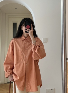 春装新款 法式宽松纯色翻领宽松长袖衬衫衬衣开衫  0.26KG