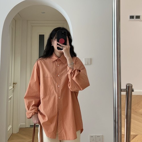 春装新款 法式宽松纯色翻领宽松长袖衬衫衬衣开衫  0.26KG