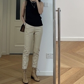 PU皮裤 秋装 优雅修身 中高腰小脚裤 新款 法式