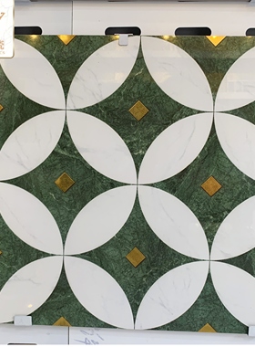 仿石材拼花镀金瓷砖鎏金地砖背景墙面砖绿色黑色灰色轻奢风40X40