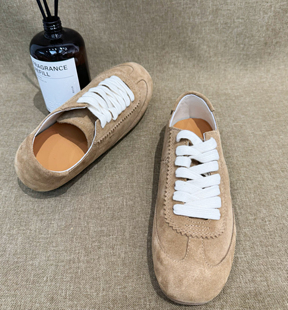 休闲百搭运动鞋 女真皮圆头系带平底板鞋 复古风德训鞋 2025新款