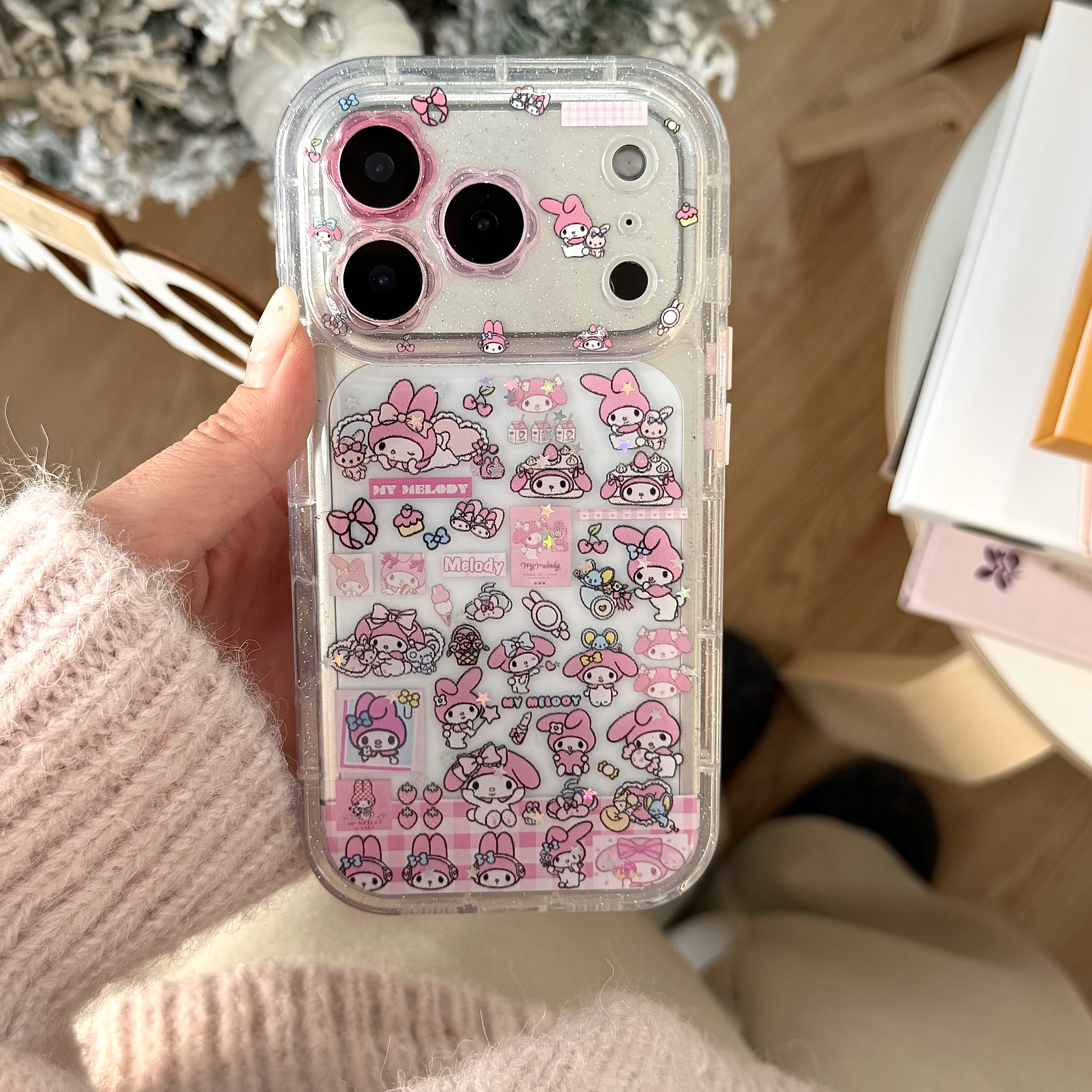 三丽欧美乐蒂适用iphone17 pro max手机壳13苹果16pm全包防摔电话保护套15少女滴胶花朵珍珠挂绳14精孔摄像头