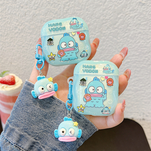 日本搞怪卡通三丽欧丑鱼汉顿适用airpods pro2防摔耳机保护套苹果无线蓝牙3/4代绿色香肠嘴半人鱼挂饰外壳萌