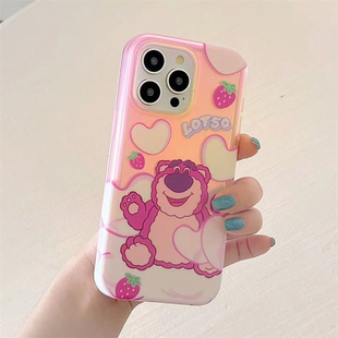 玩具toy总动员适用iphone15手机壳苹果17 pro max电话保护套14大孔软胶全包防摔17可爱16女卡通粉草莓熊lotso