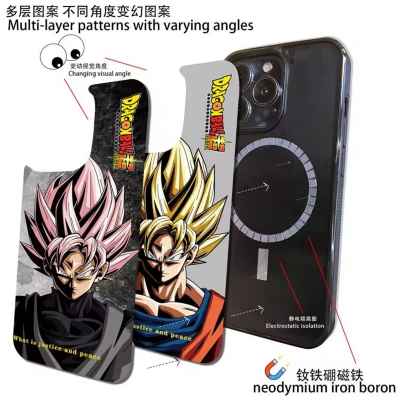 日本七龙珠超级赛亚人桃红黑孙悟空适用iphone15手机壳11苹果14 pro max磁吸无线充电话保护套13闪卡12幻