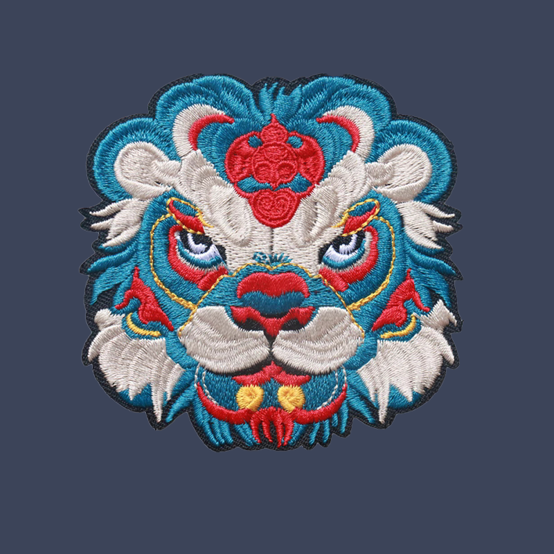 国潮招财醒狮中国风刺绣布贴辅料衣服装饰贴DIY缝纫补丁破洞修补
