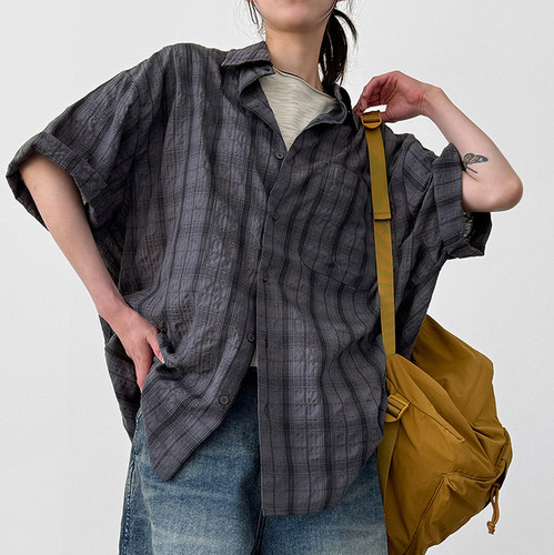 natural check half shirt (unisex)