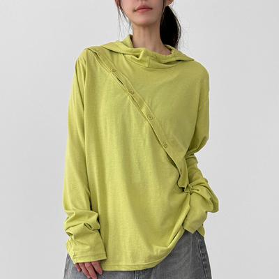oblique button hoody (unisex)