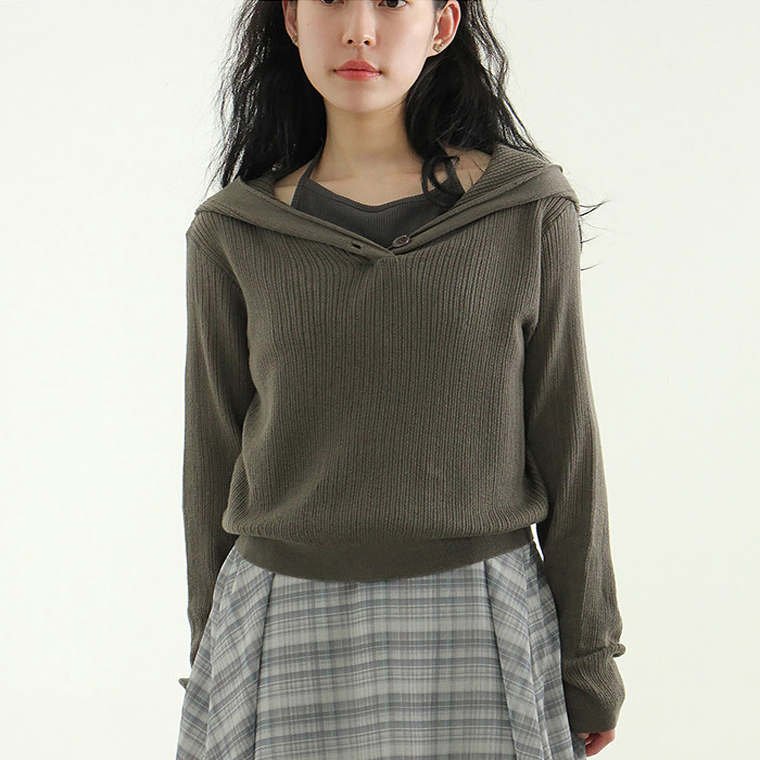button neck golgi knit hoody