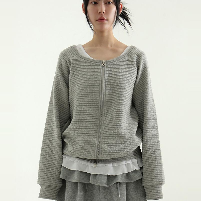 boat neck 2way zip-up golgi cardigan