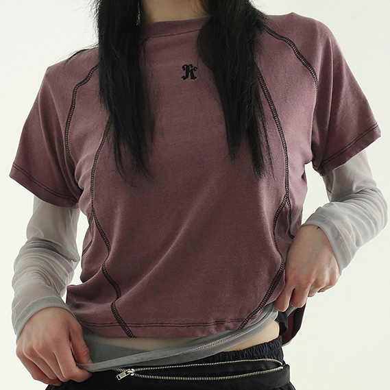pigmented cotton stitch section half tee (unisex)