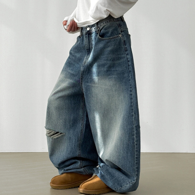 oversize summer raw denim pants (unisex)