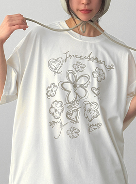 flower printed half tee