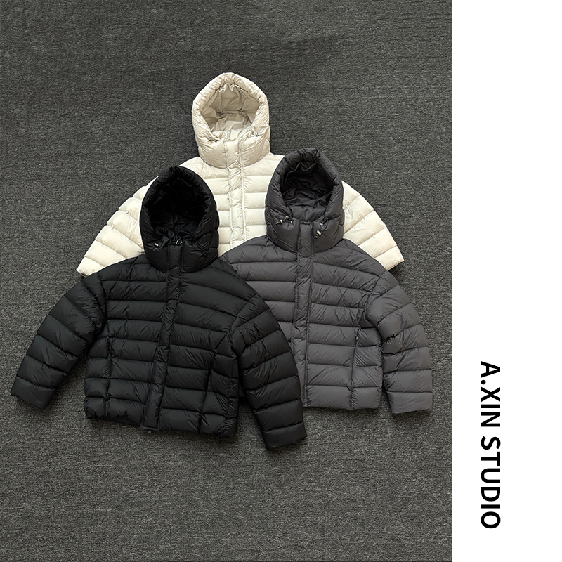 【轻奢鹅绒】冬季新款男士90白鹅绒高充绒磁吸扣连帽羽绒服外套