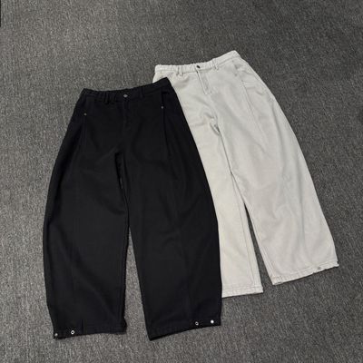 【AX纯棉加绒休闲小弯刀牛仔】冬季新款松紧腰可调节裤脚宽松长裤