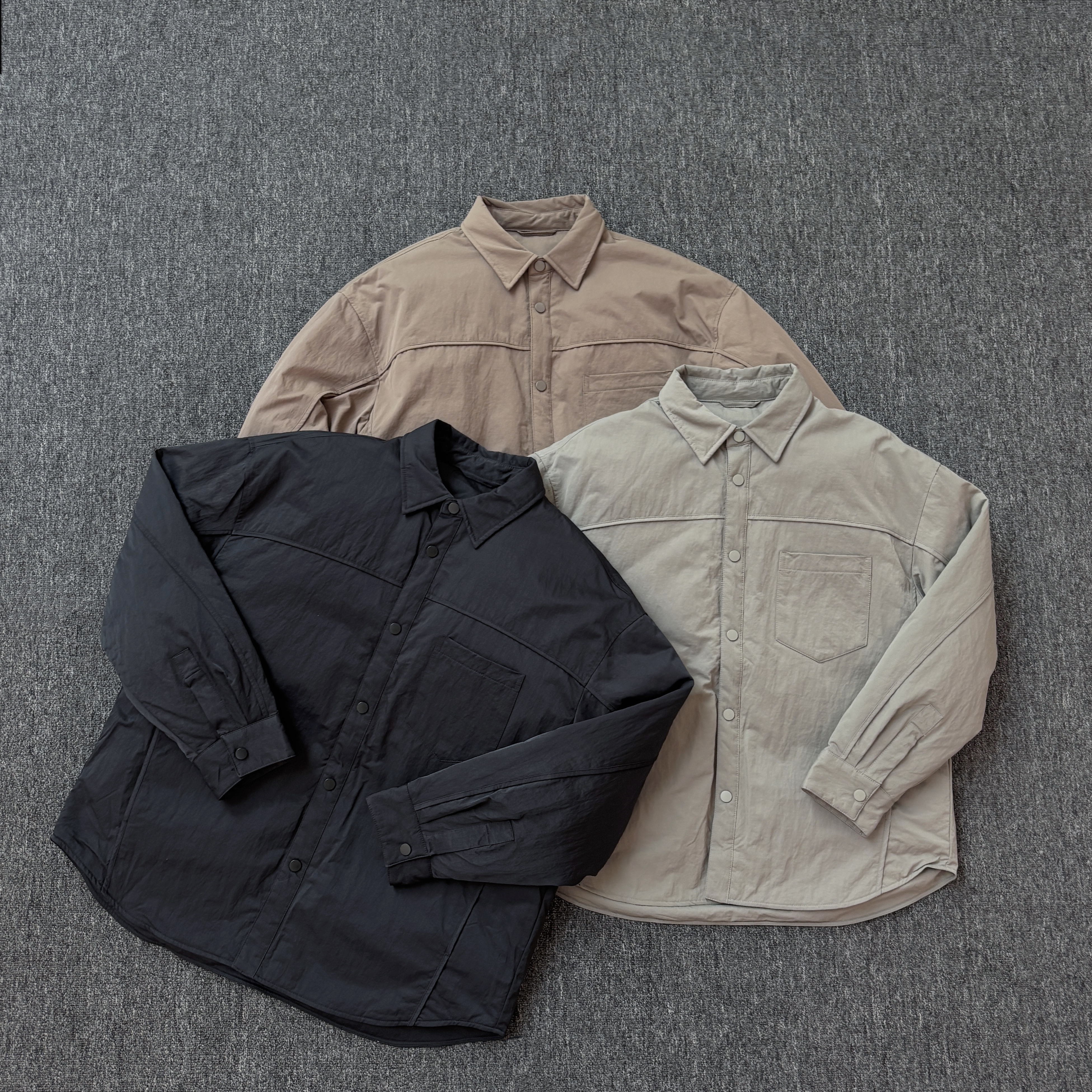 【轻薄羽绒】冬季新款男士极简纯色衬衫款高质感羽绒翻领羽绒服