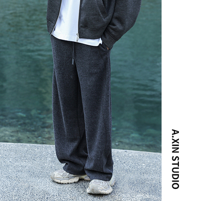 【羊毛醋酸系列】绵羊毛混纺秋冬重磅男士弯刀裤直筒磨毛休闲裤