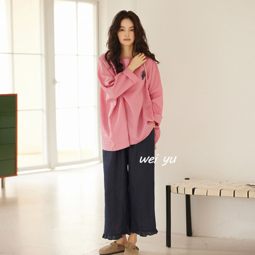 大码女装高腰显瘦九分休闲裤