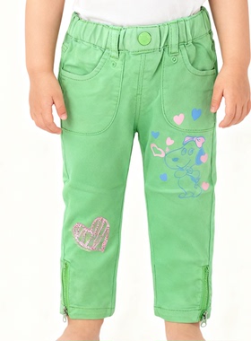 品牌尾货童装处理 女童长裤单裤春秋绿色裤子女宝宝休闲裤50554