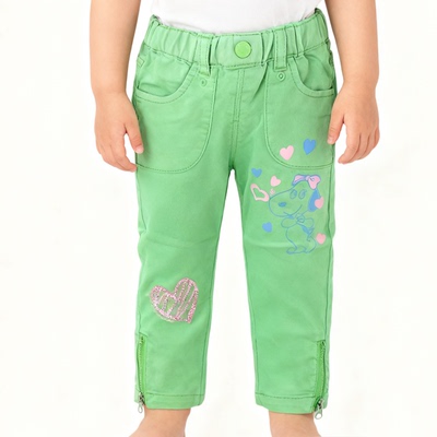 品牌尾货童装处理 女童长裤单裤春秋绿色裤子女宝宝休闲裤50554