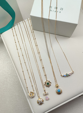 KIARA彩色闪钻锆石项链短链925银