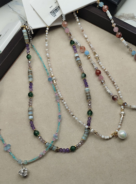 皇冠水晶原石珍珠项链短链韩娜淑