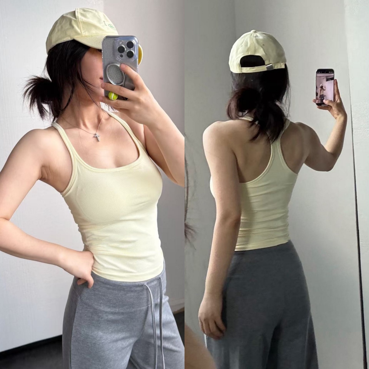 工字美背训练背心瑜伽健身可外穿一体杯无缝ebb带胸垫运动内衣女