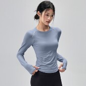 秋冬季 T恤女高弹紧身训练健身上衣女速干晨跑步瑜伽服 运动长袖
