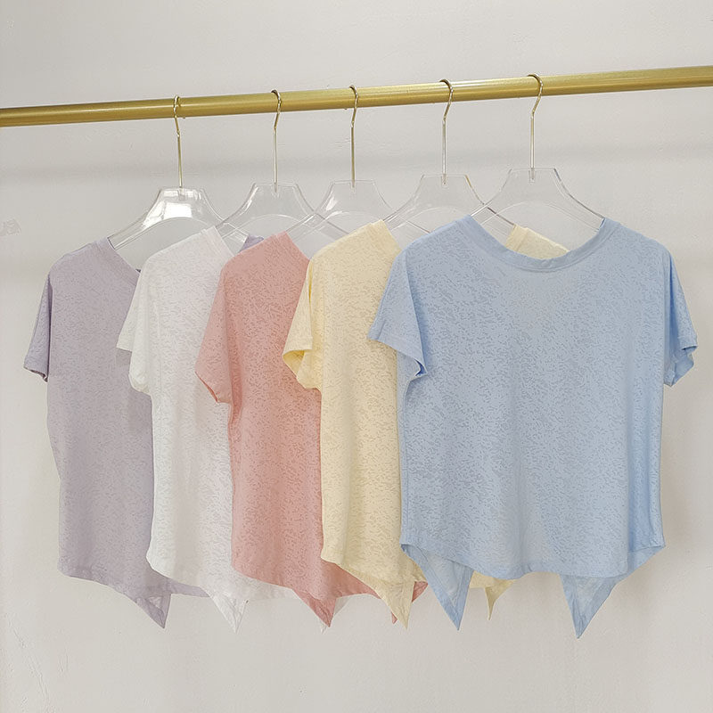 新款提花开衩绑带瑜伽服女短袖T恤透气速干健身上衣休闲运动罩衫,运动服/休闲服装,健身衣,淘宝优惠券,粉丝福利购,淘宝优惠卷