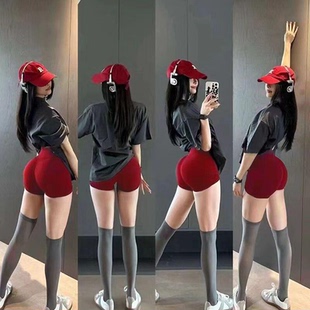 蜜桃臀裤 高腰收腹高弹大码 女 网红运动三分裤 欧美无缝翘臀健身短裤