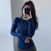 修身 弹力运动上衣速干瑜伽服女户外跑步显瘦健身普拉提内搭T恤秋