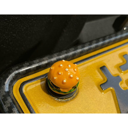 日式美式复古机车摩托车电驴创意改装汉堡车牌框螺丝气嘴帽机车