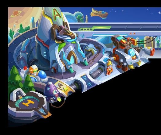 flash 游戏 科技 机器 小镇 建筑 飞船 源文件素材