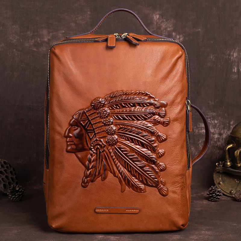 复古男士双肩包真皮背包头层牛皮休闲大容量旅行包时尚潮流手提包