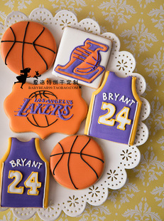 NBA篮球湖人科比火箭男朋友生日圣诞礼物翻糖糖霜饼干定制
