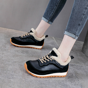 头层牛皮厚底阿甘鞋单鞋女冬季加绒加厚休闲老爹鞋真皮保暖棉鞋