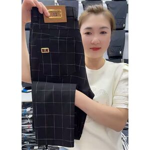 2026高档商务格子拼色小脚休闲裤夏季新款潮流舒适百搭直筒西装裤