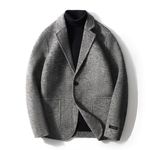 时尚毛呢大衣男西装秋冬加厚商务休闲西服高端毛呢时尚夹克外套