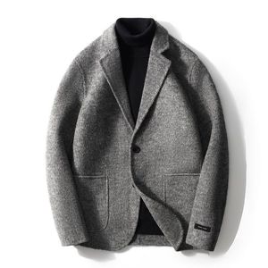 时尚毛呢大衣男西装秋冬加厚商务休闲西服高端毛呢时尚夹克外套