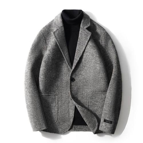 时尚毛呢大衣男西装秋冬加厚商务休闲西服高端毛呢时尚夹克外套