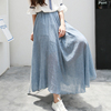 longuette student Pendulum skirt Summer wear Retro Mid length version Ramie Umbrella skirt literature fresh