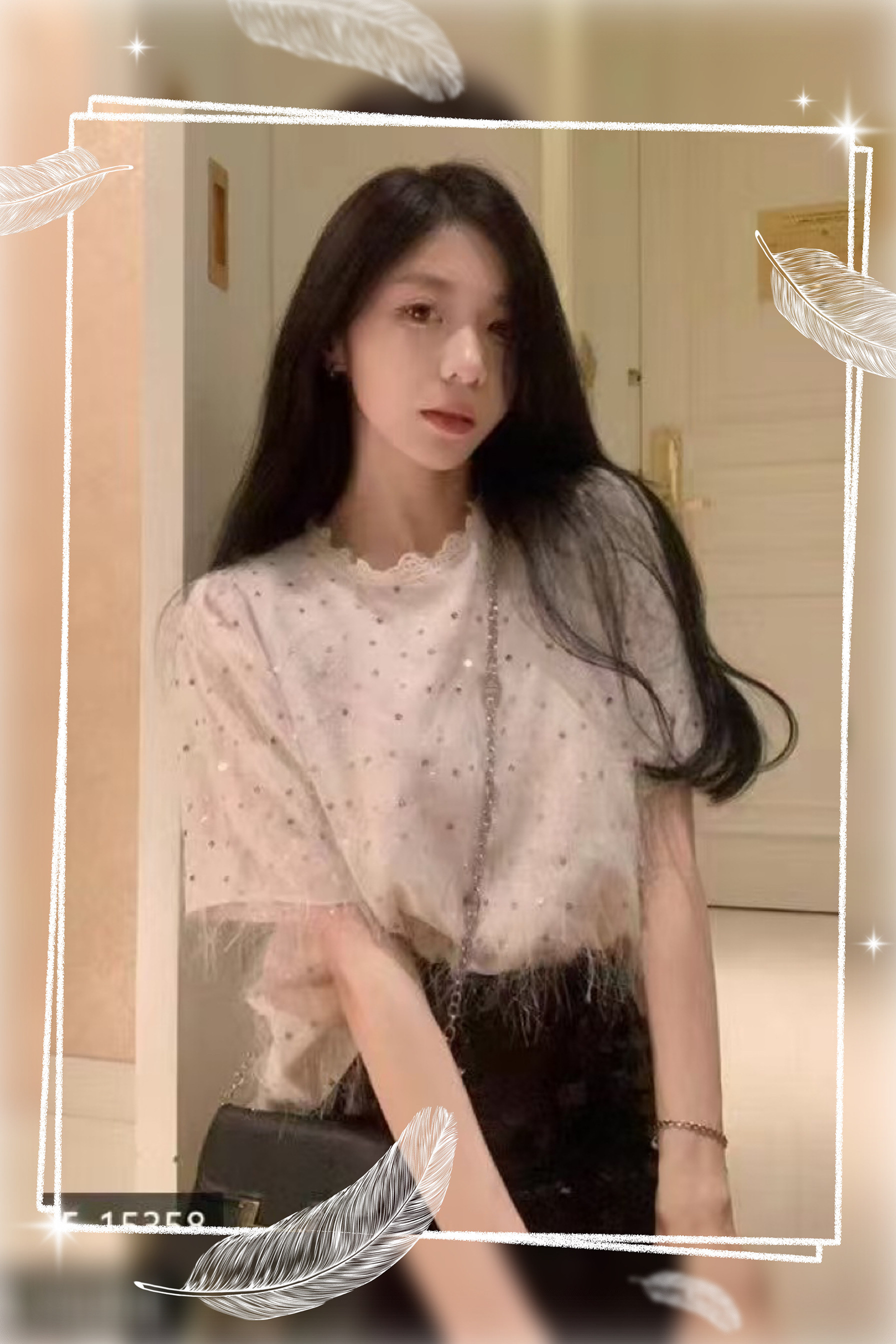 高级感小众亮片流苏短袖女2025夏新款小衫洋气减龄时尚百搭潮上衣